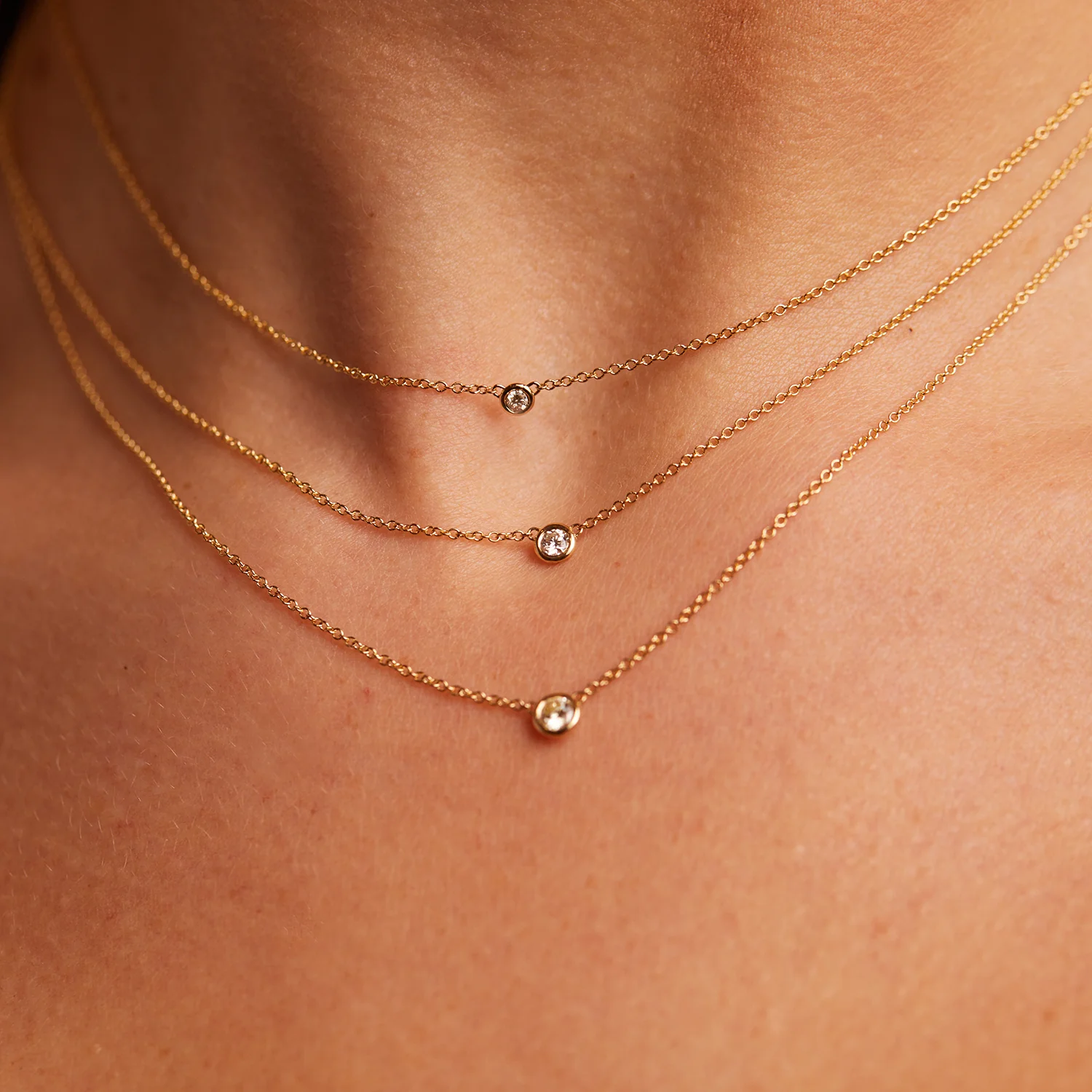 Diamond Solitaire Bezel Necklace - Image 9