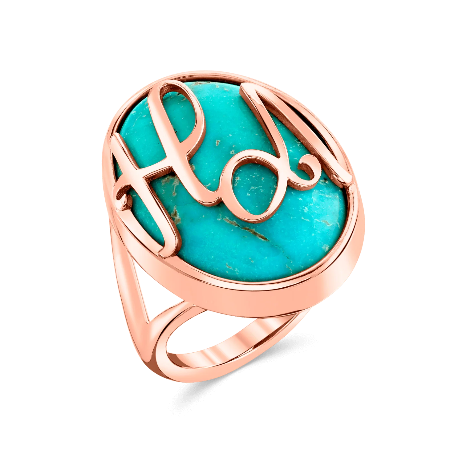 Turquoise Heirloom Initial Ring - Image 3
