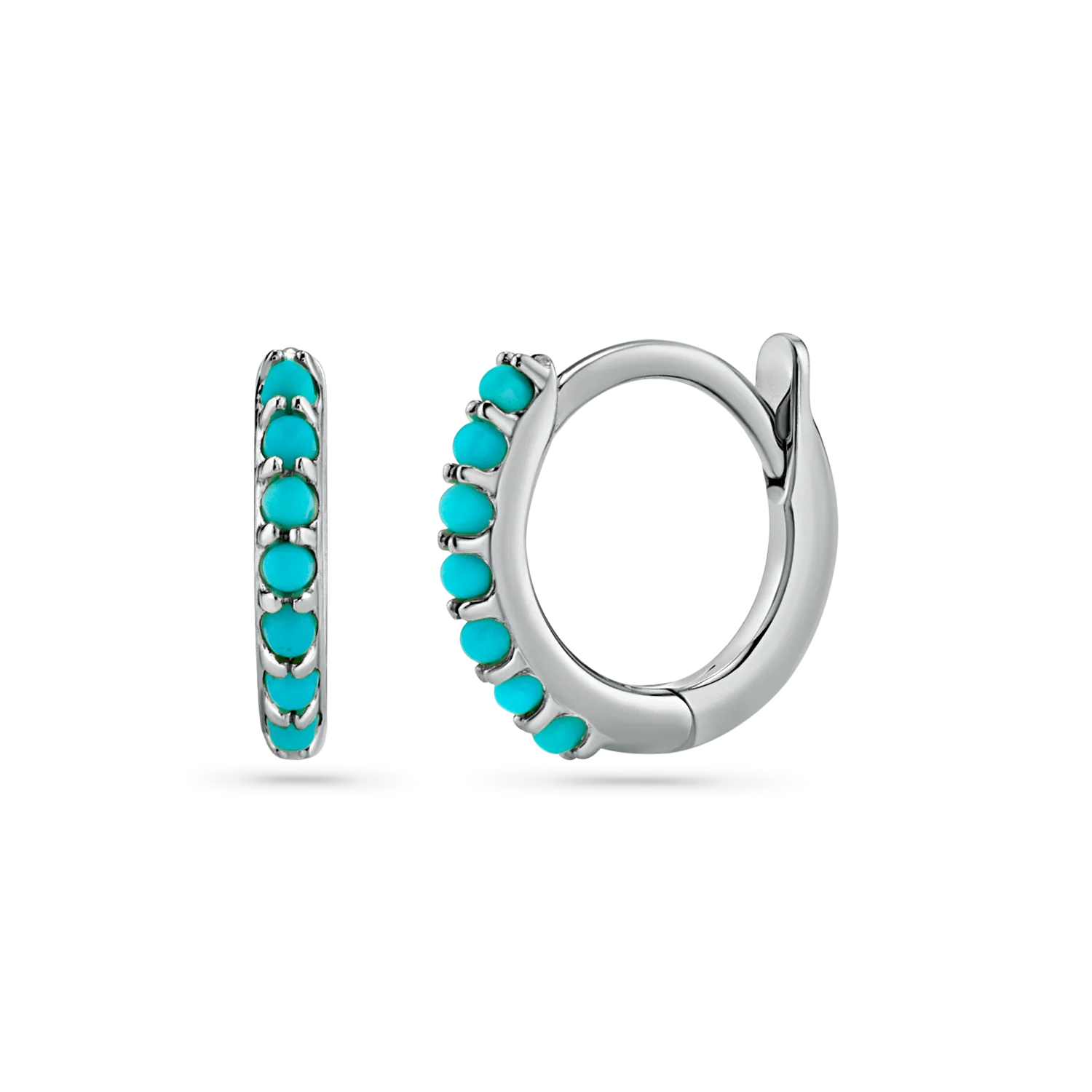 Turquoise Huggie Hoop Earrings - Image 10
