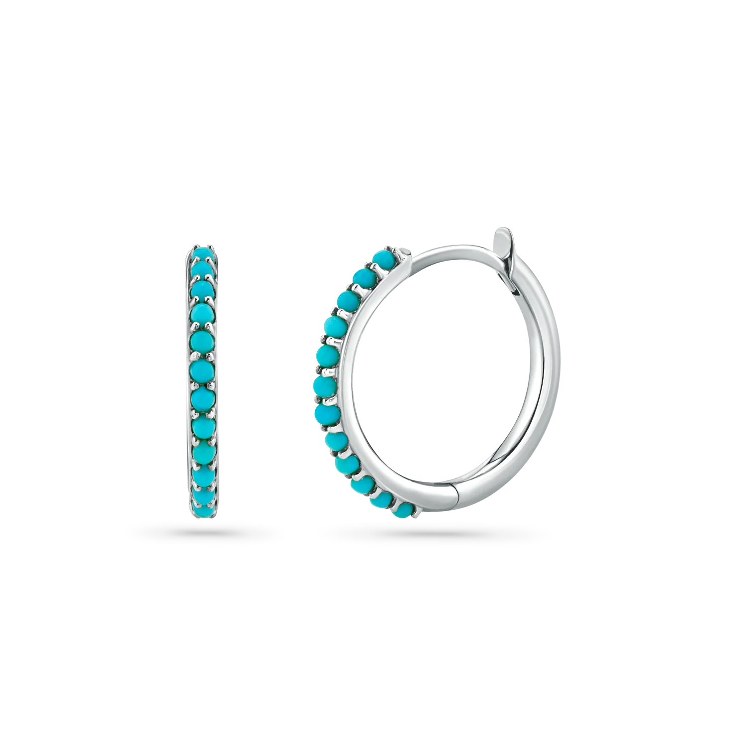 Turquoise Huggie Hoop Earrings - Image 11