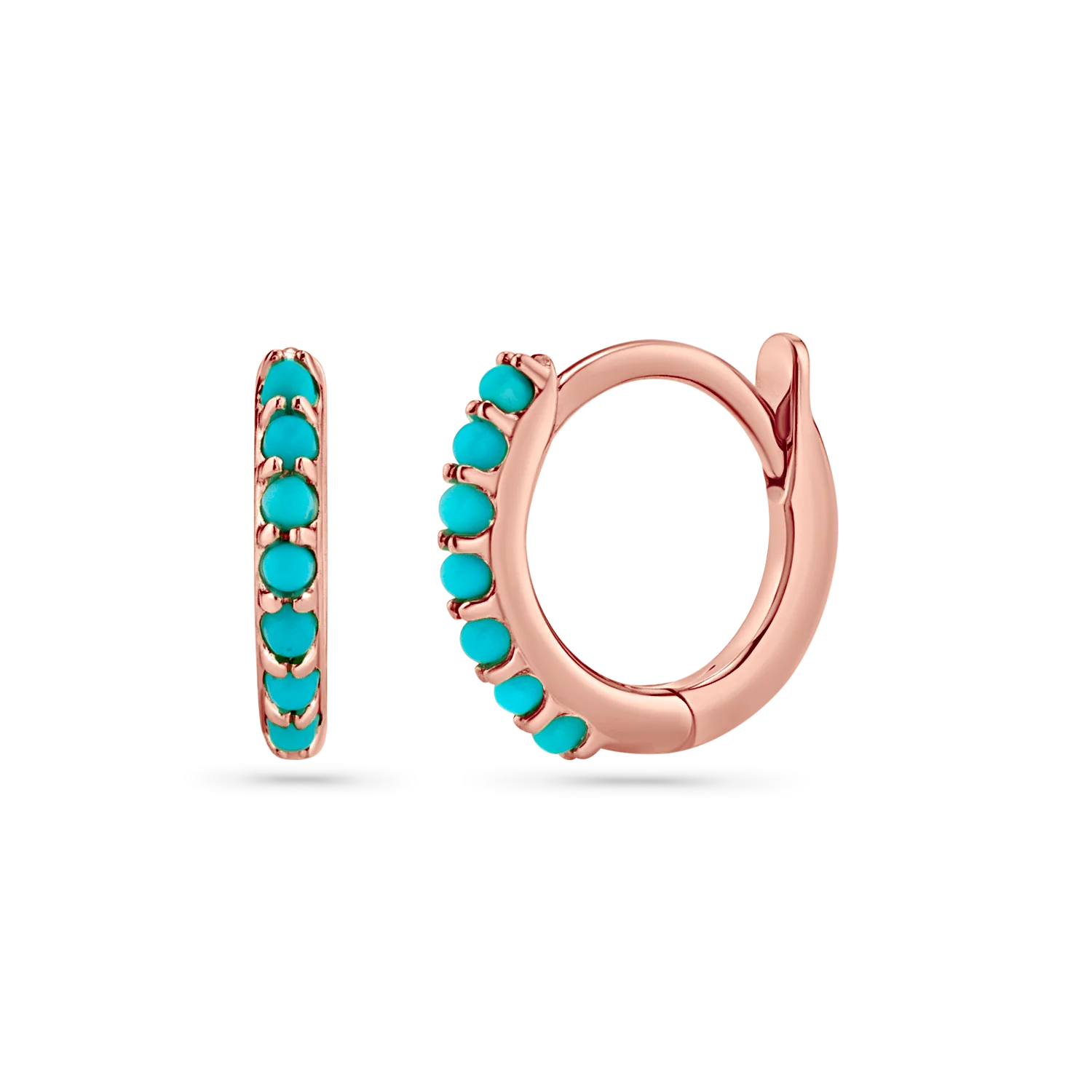 Turquoise Huggie Hoop Earrings - Image 12