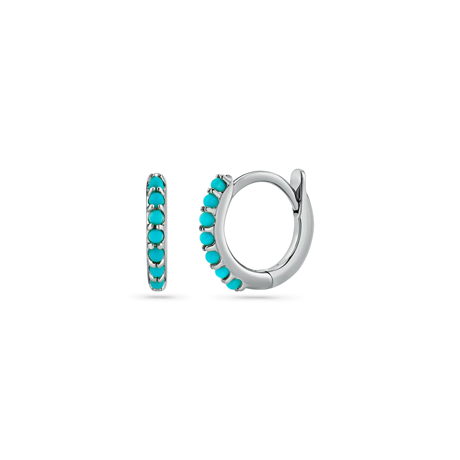 Turquoise Huggie Hoop Earrings - Image 15