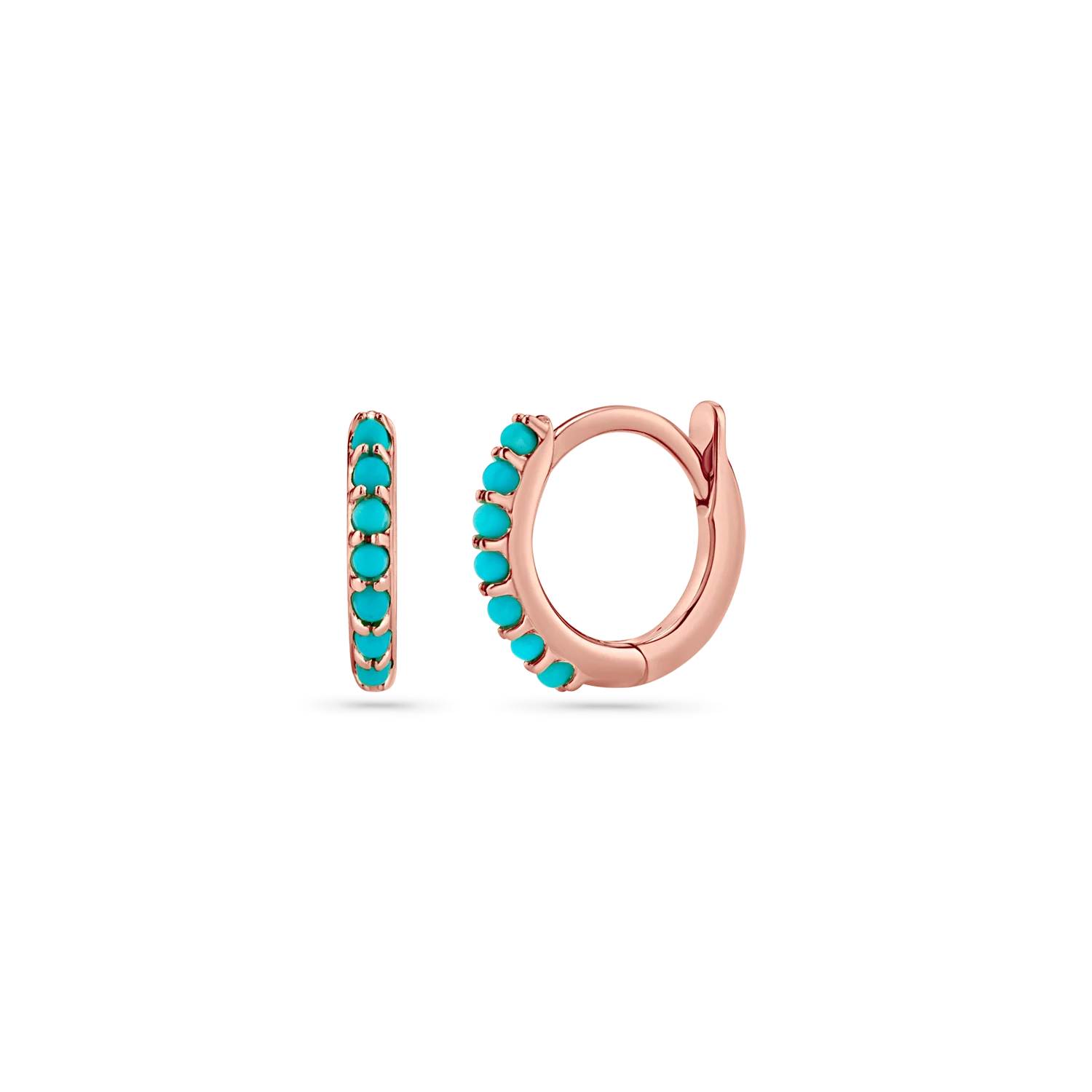 Turquoise Huggie Hoop Earrings - Image 16