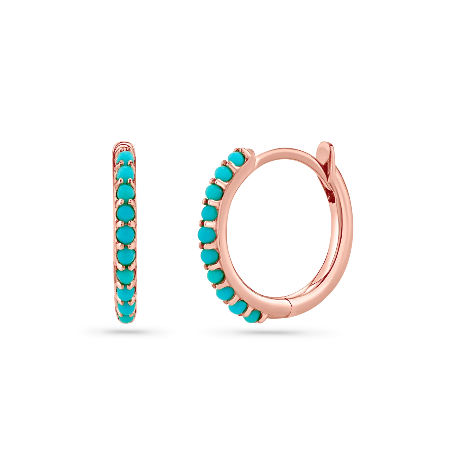 Turquoise Huggie Hoop Earrings - Image 3