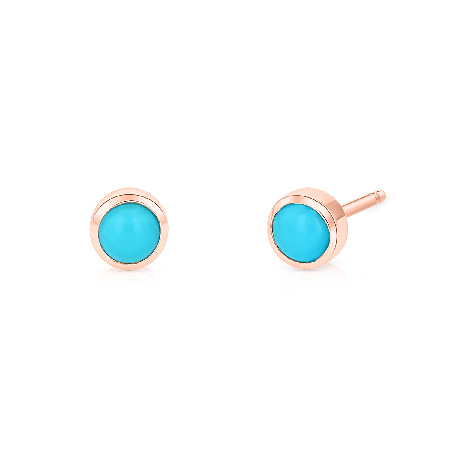 Turquoise Solitaire Stud Earrings - Image 3